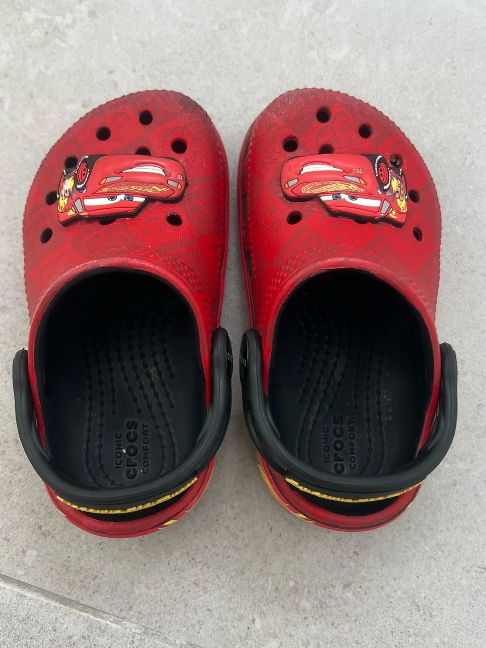 CROCS Red Kids Clogs with Lightning Car Character